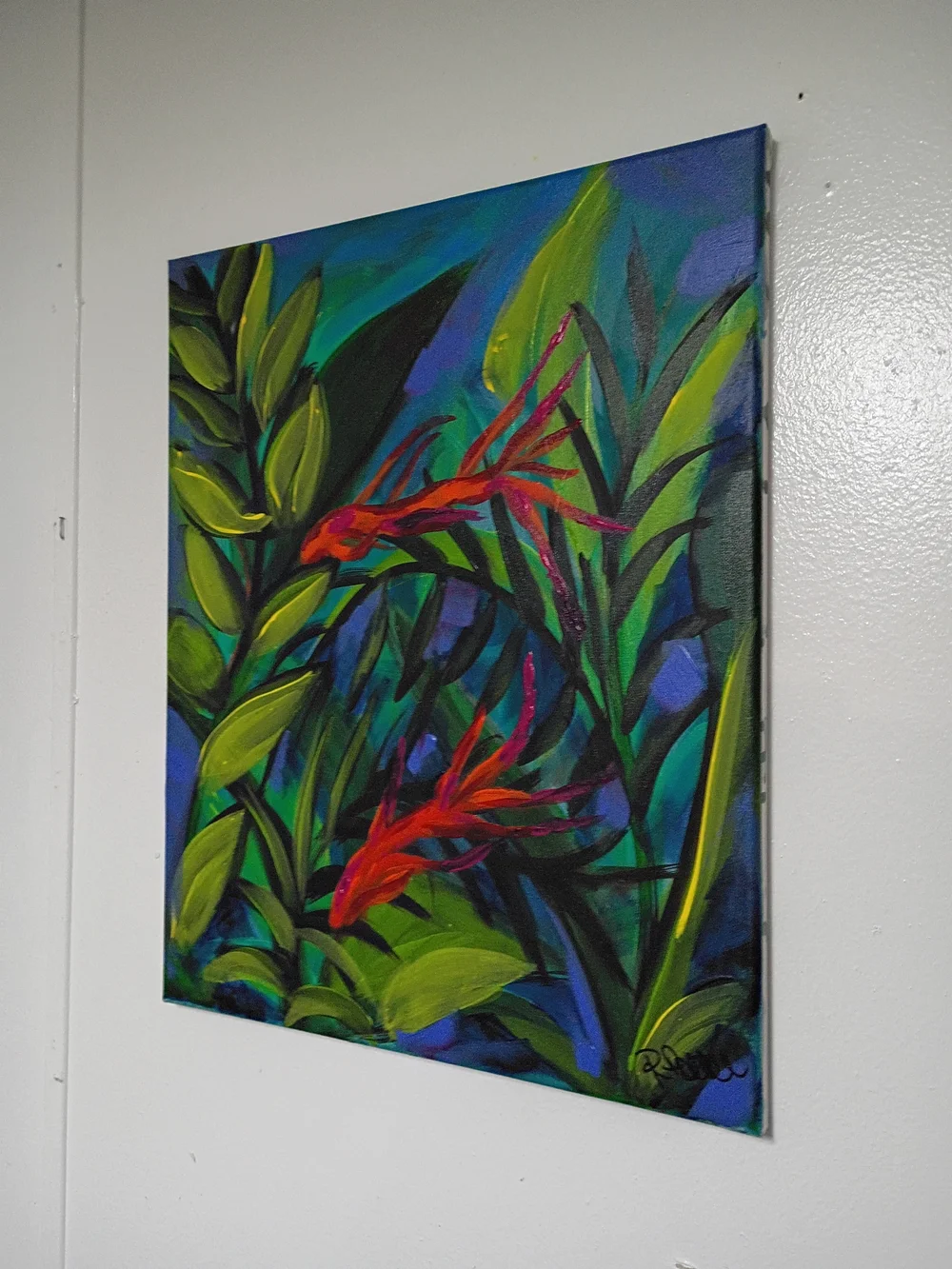 Original By Rachael Potter- Vibrant Orange & Pink Tropical Fish Untitled